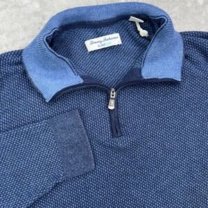 Tommy Bahama Coolside Legend Sweater‎ Mens Large Navy Blue Half Zip IslandZone